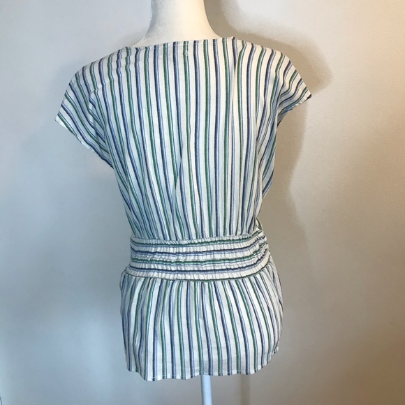 Max Studio Belted Striped Short Sleeve Shirt M - Picture 5 of 7